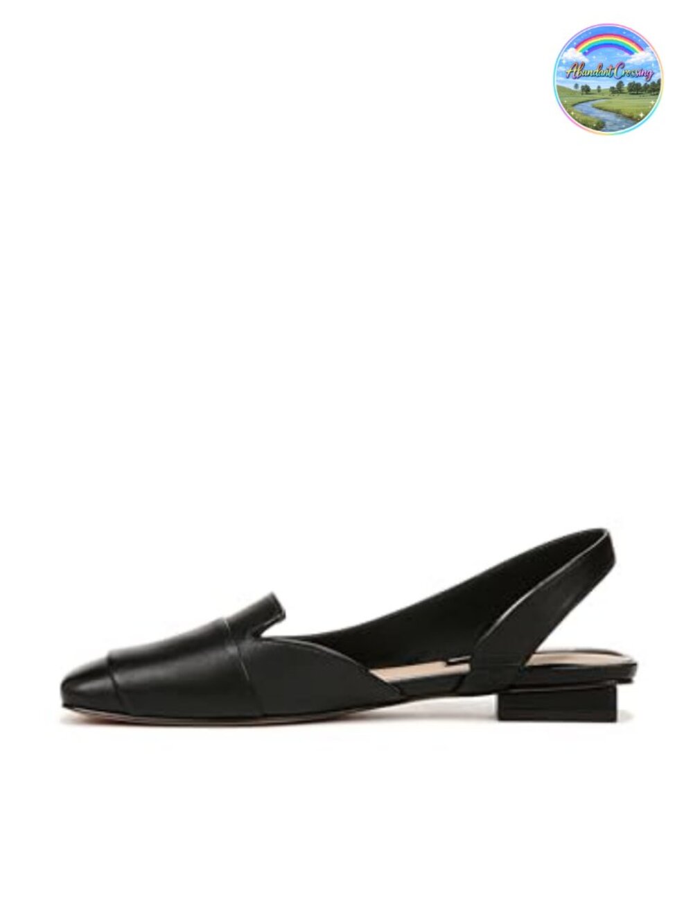 Womens Leather Slingback Ballet Flats Square Toe Work Shoes